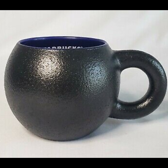 NWOB STARBUCKS BUB20 Black Blue Barrel Mug Cup Cannon Weight Lift Ball 12oz - Picture 2 of 7